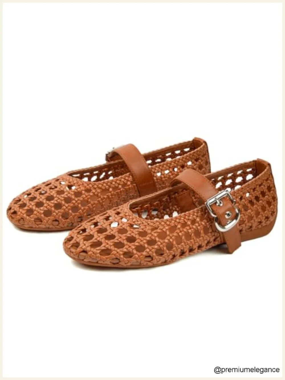 Woven Mesh Ballet Flats Mary Jane Round Toe Buckle Strap Comfortable Casual